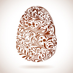 Abstract Easter egg floral vector ornament