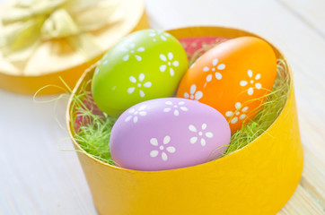easter eggs in yellow box