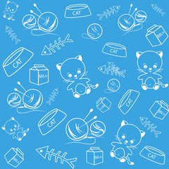 Blue funny background with cats