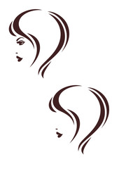 Hair stile icon, woman's profile, haircut
