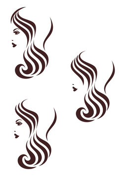Hair stile icon, woman's profile