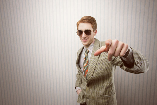 Funny retro businessman