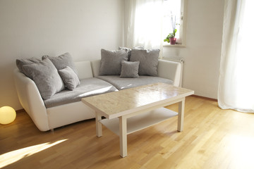Wohnung mit Sofa und Tisch im Wohnzimmer