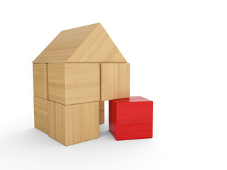 Holzhaus Baustein Konzept - Rot 3