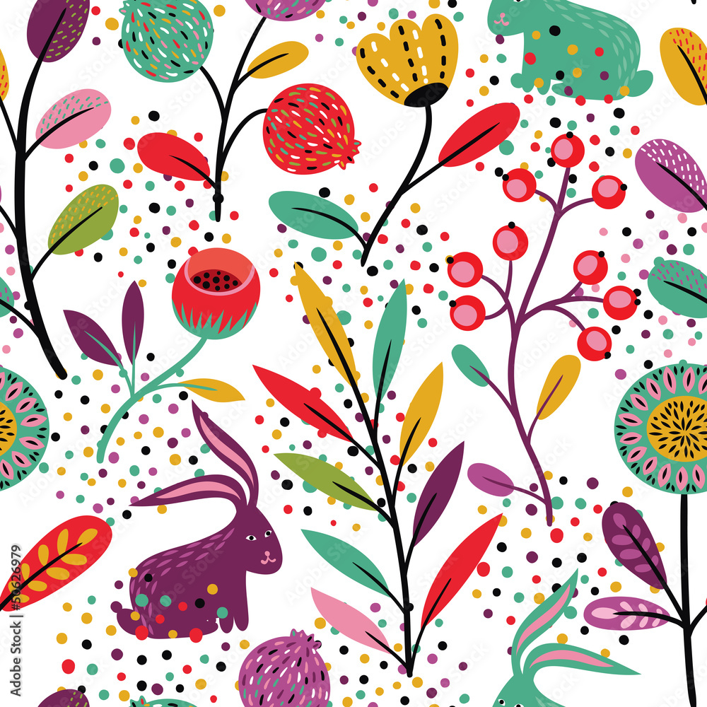 Aufkleber seamless pattern with rabbits
