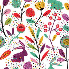 Seamless pattern with rabbits - 50626979