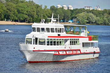 Tourist boat on the Dnieper river, Kiev, Ukraine