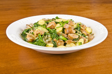 Gnocchi with Rapini and Hot Italian Sausages