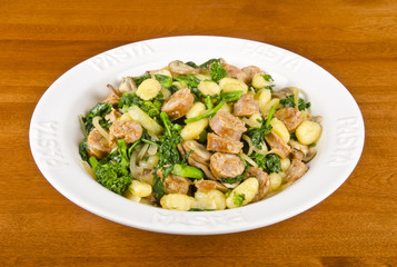 Gnocchi with Rapini and Hot Italian Sausages