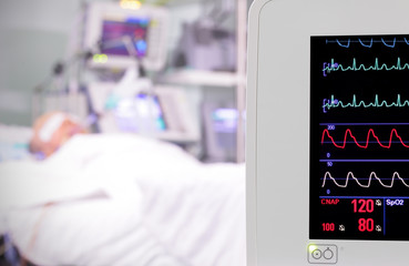 monitor in the room. intensive care unit.