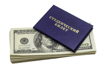 Fototapeta premium Студенческий билет и пачка долларов