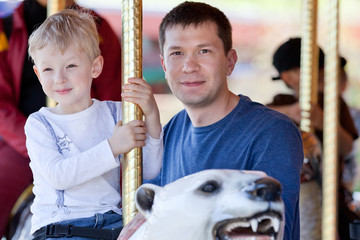 family at the amusement park