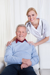 Fototapeta premium Portrait Of Happy Doctor And Patient