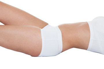 Beautiful woman body in white cotton underwear