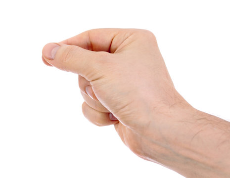 Male hand holding something isolated