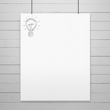 white poster with lamp stencil on a rope