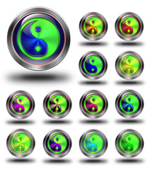 Yin Yang glossy icons, crazy colors