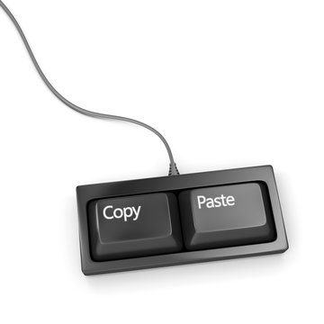 Keyboard with two buttons, copy and paste.