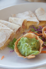 Quesadillas with guacamole sauce