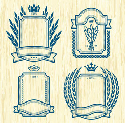 four vector  labels (CMYK colors)