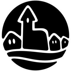 Schwarzes, kreisförmiges Logodesign einer Kleinstadt © snyGGG