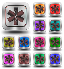 Pharmacy aluminum glossy icons, crazy colors