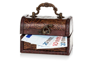 Chest with Euro currency inside