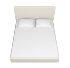 Double white bed.