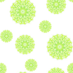 Seamless pattern with green circles