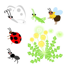 春の昆虫たちとタンポポ