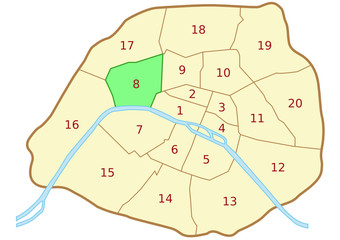 Plan du 8&egrave;me arrondissement de Paris
