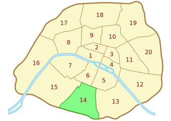 Plan du 14ème arrondissement de Paris