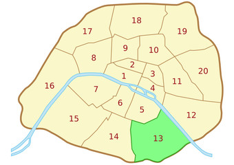 Plan du 13&egrave;me arrondissement de Paris