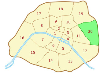 Plan du 20ème arrondissement de Paris