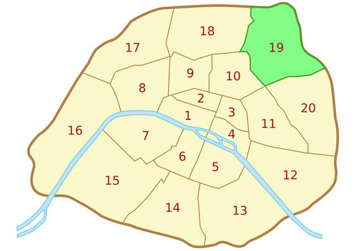 Plan du 19ème arrondissement de Paris