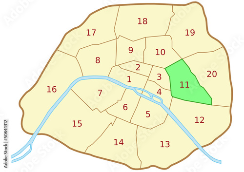 Plan Du 11ème Arrondissement De Paris à Imprimer "Plan du 11ème arrondissement de Paris" fichier vectoriel libre de