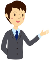 紹介するビジネスマン