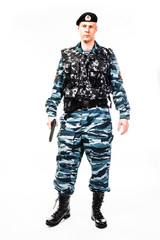 police special squad officer in full ammunition