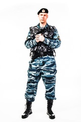 police special squad officer in full ammunition