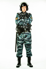 police special squad officer in full ammunition