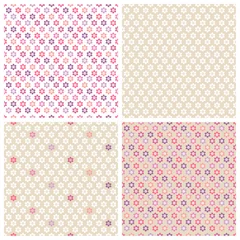 Set Seamless Pattern Colored Flowers Retro Beige © Jan Engel