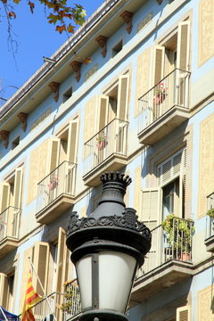 Building in Las Ramblas boulevard Barcelona Catalonia Spain