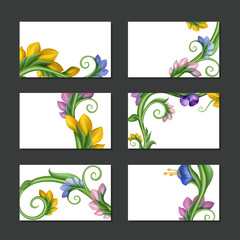 spring flower labels and banners template collection