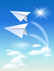 Two paper airplane