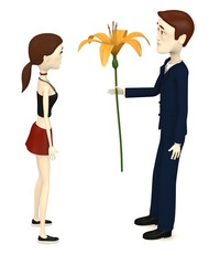 3d render of cartoon character with lily