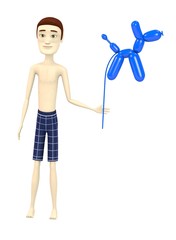 3d render of cartoon character with balloon animal