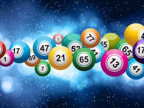 bingo balls on a glowing blue background
