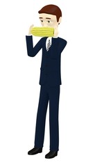 3d render of cartoon character with corn