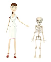 3d render of cartoon character with fetus skeleton