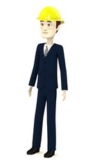 3d render of cartoon character with hard cap